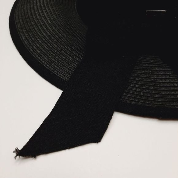 DELUX Woven Summer Floppy Brim Hat Lightweight Black w/Ribbon Sz S - M - Picture 12 of 15
